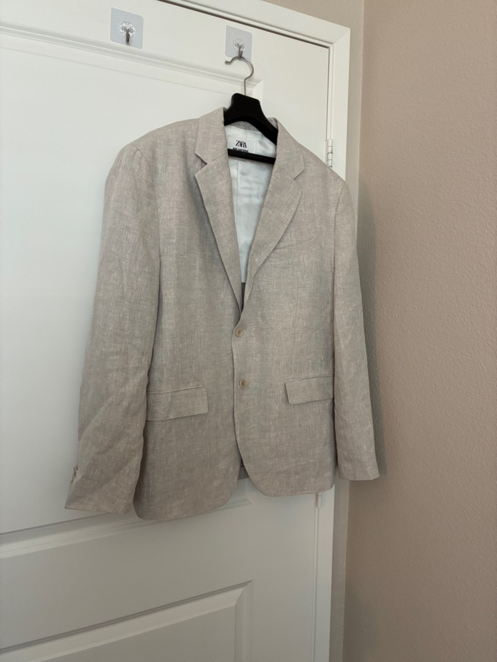 Zara Light Beige 100% Linen Sport Coat Size 44